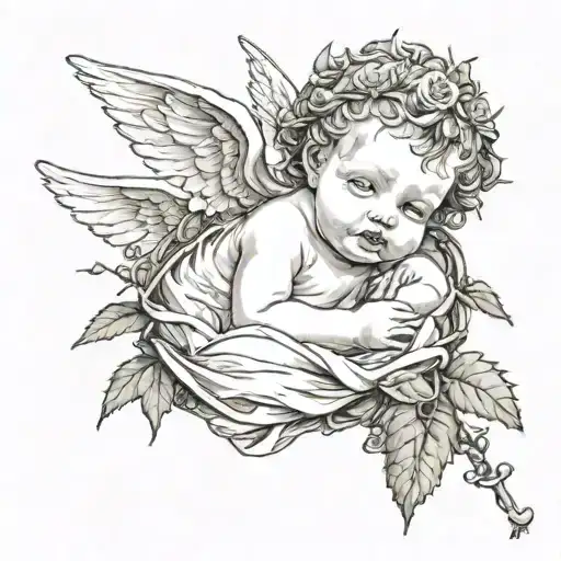 Cherub Baby With Thorns Wrapped