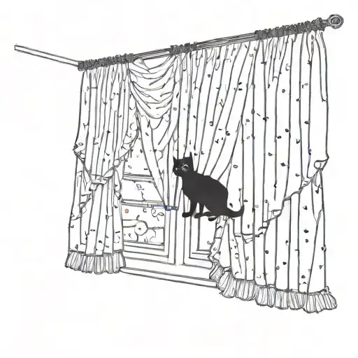Black Cat Curtains Playing