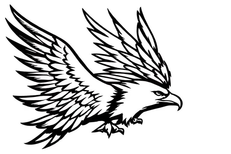 Native American Eagle With Wings Spread In Flight