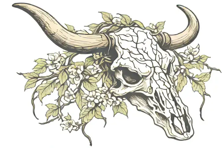 Longhorn Skull With Vines Wrapped