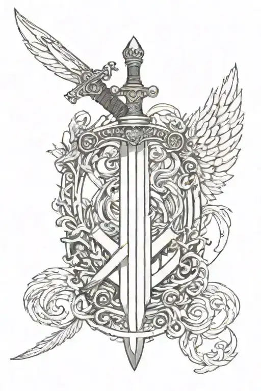 Sword And Wings Surrounded