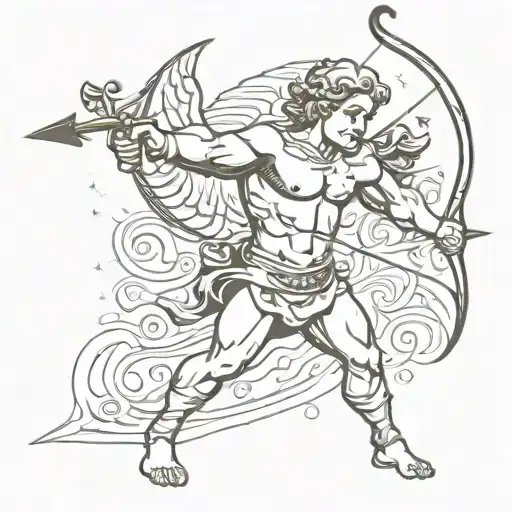 Muscular Cupid Shooting Arrow