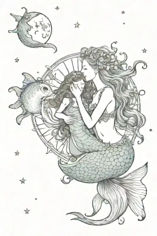 Mother Of Sun And Moon With Mermaid