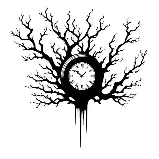 A Clock Running Out Of Time And Dying Tree