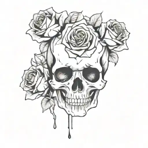 Depressed Crying Evil Sad Thought Provoking Skull Rose