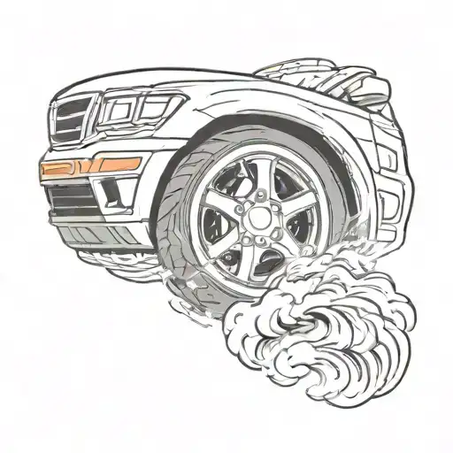 Car Tire With Smoke Swirling