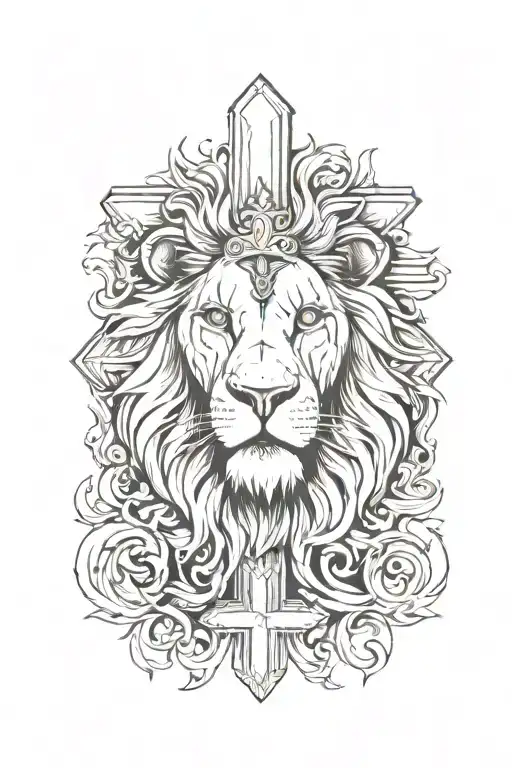 Lion With Cross Art