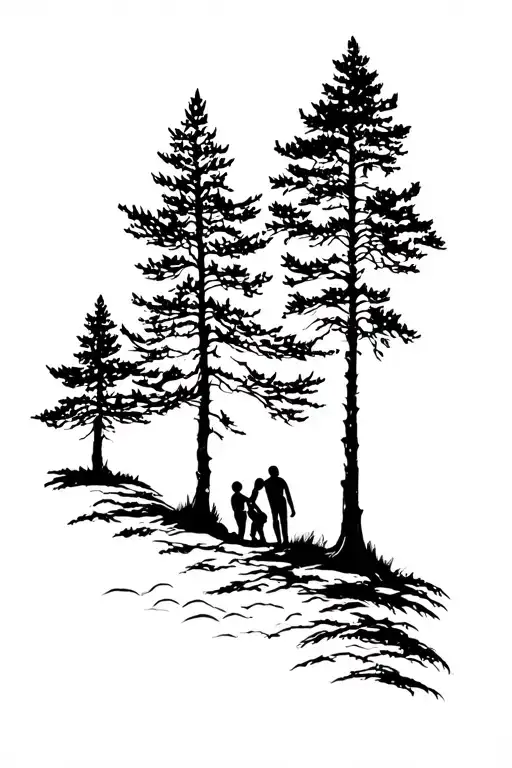 Nature Scene With Dad And Two Boys