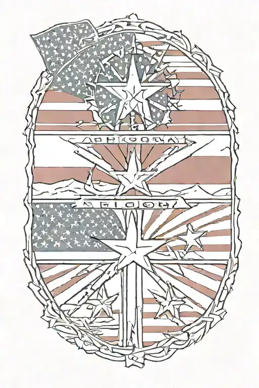 Arizona Flag And American Flag