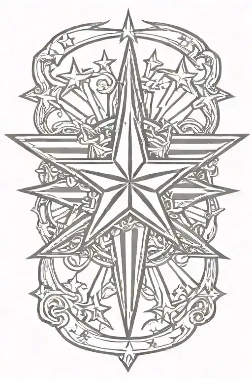 Navy Nautical Star With American Flag