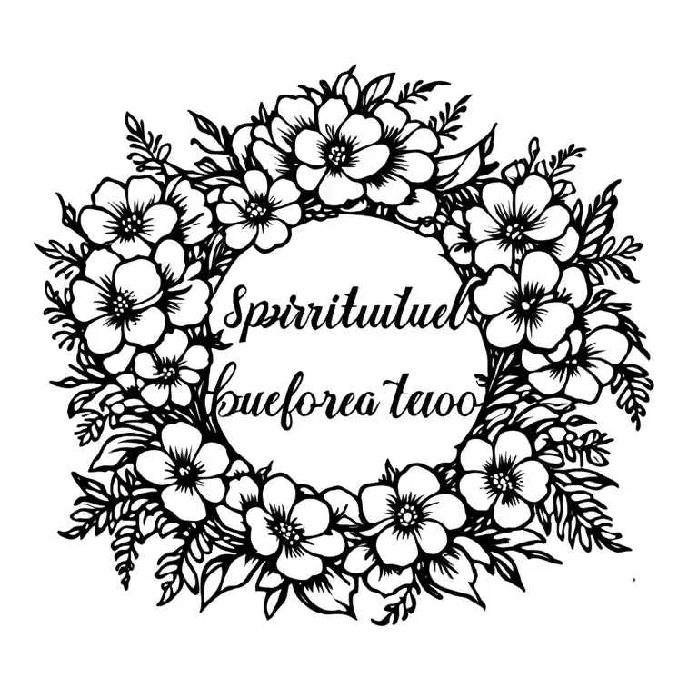 Spirituell Back Tattoo With Script And Flowers