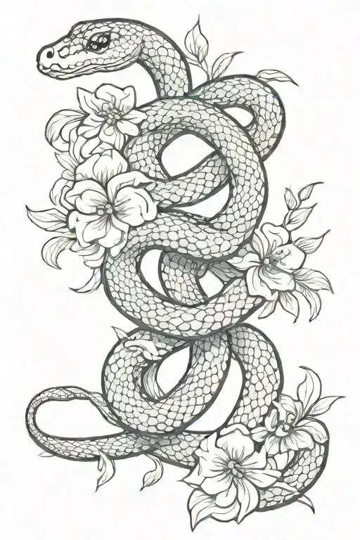 Snake With Flowers Intertwined