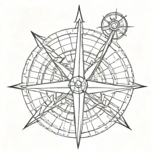 Minimalist Line Drawing Of A Compass Rose
