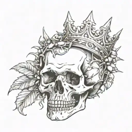 Skull With Crown Of Thorns