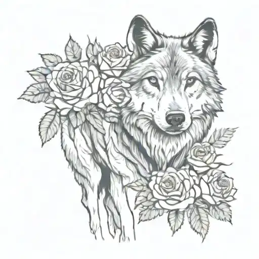 Wolf And Roses Growing