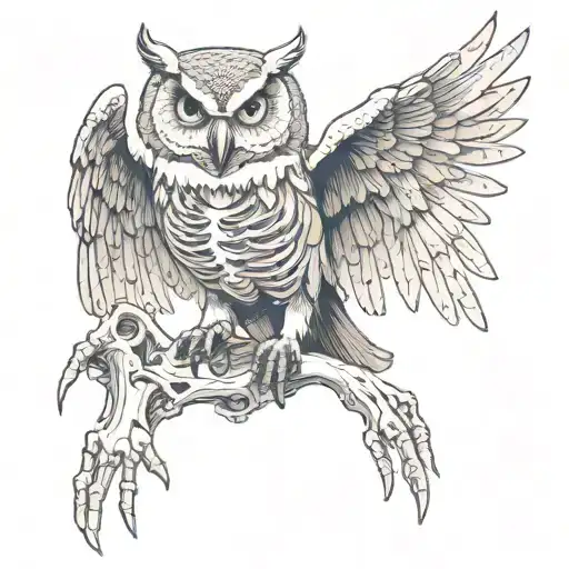 Owl With Human Skeleton In Claw