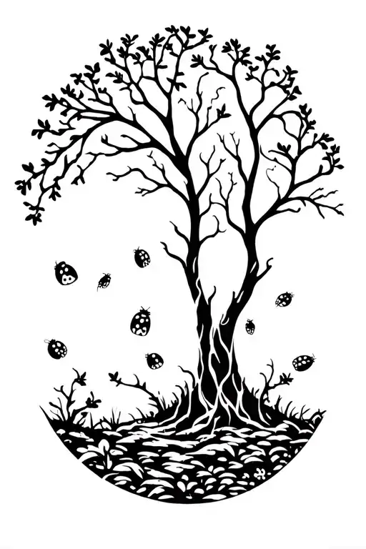 Enchanted Forest With Lady Bugs