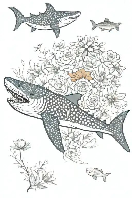 Whale Shark And Flowers