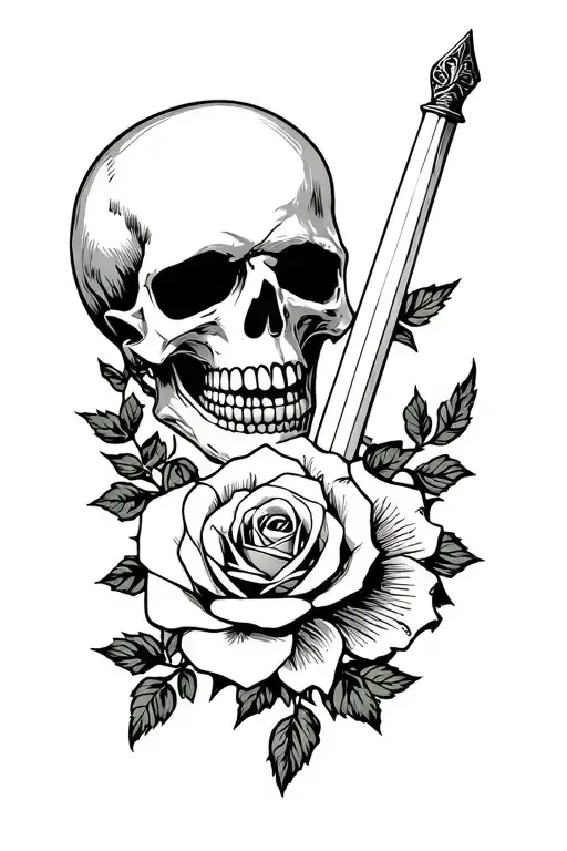 Skull And Rose And Sword