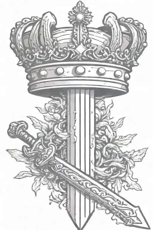 Crown On Top Of A Sword Going Through The Skin