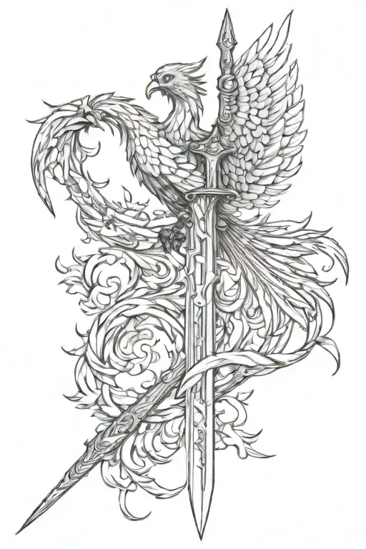 Phoenix Wrapped Around Sword