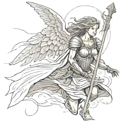 Warrior Female Angel Weathering The Storm