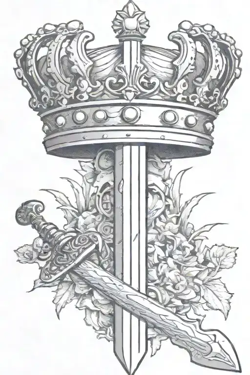 Crown On Top Of A Sword Sunk Into The Ground