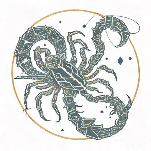 Scorpion With Zodiac Constellation Merging