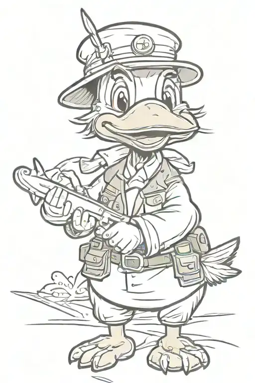 Cartoon Duck With Knife Arms