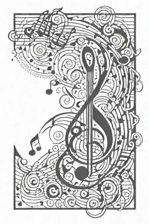 Abstract Musical Tattoo Design Combining Elements