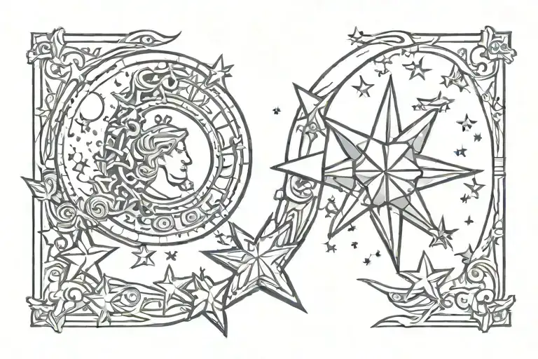 Masculine Roman Themed Moon And Stars