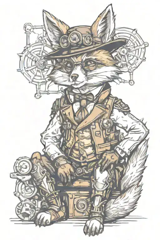 Steampunk Fox Sitting
