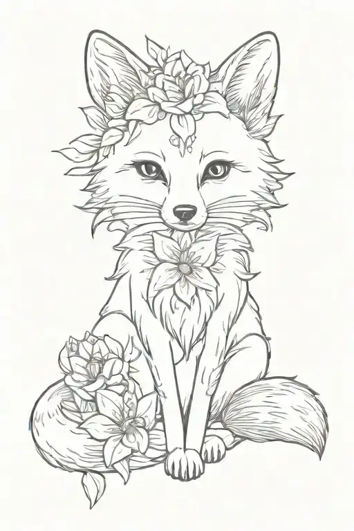 Fox Whole Body With Lily Flower