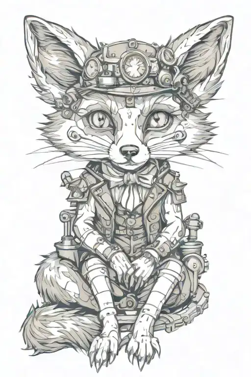 Steampunk Fox Sitting