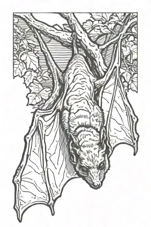 Vampire Bat Hanging From Tree