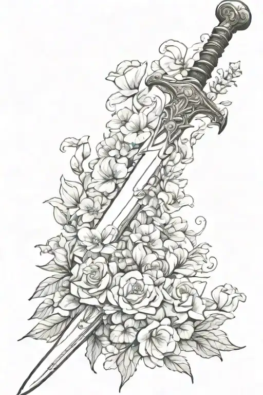 Majestic Sword With Flowers