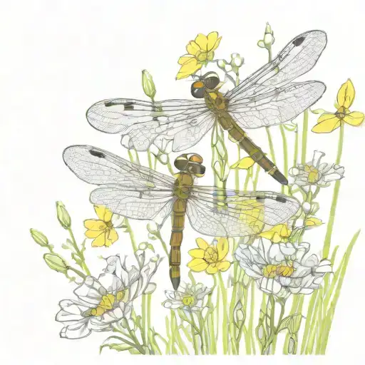A Dragonfly Surrounded By Buttercup Flowers