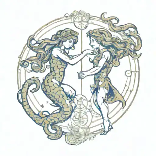 Gemini Zodiac Sign Intertwined