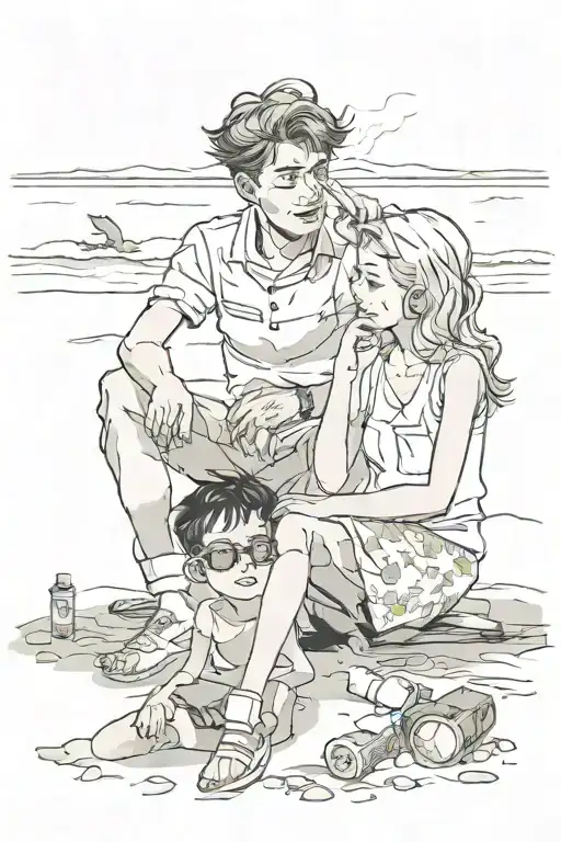 Boy Smoking On The Beach With Girl Sitting Next To Him