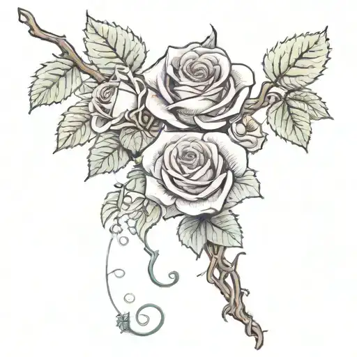 A Rose A Grape Vine Wrapping Around The Leg From The Foot To The Thigh
