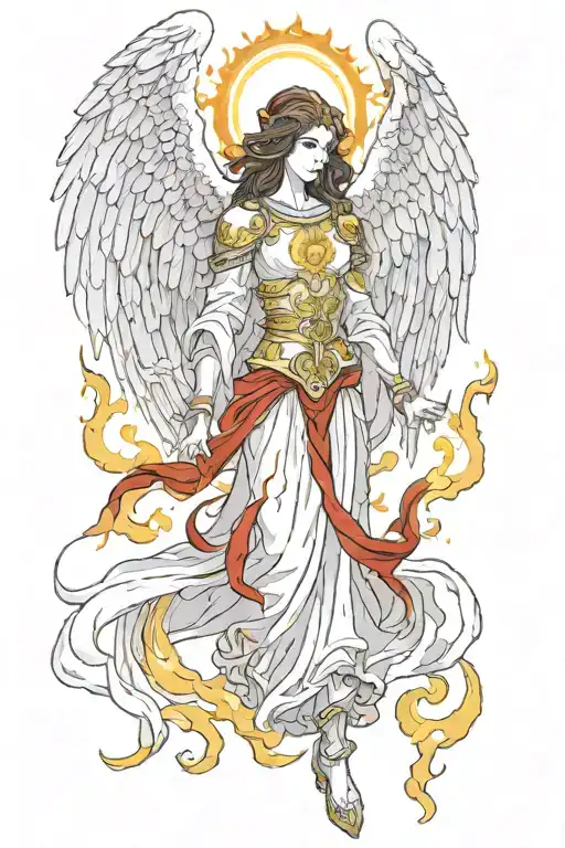 Seraphim Angel With Red And Yellow Flames Surrounding