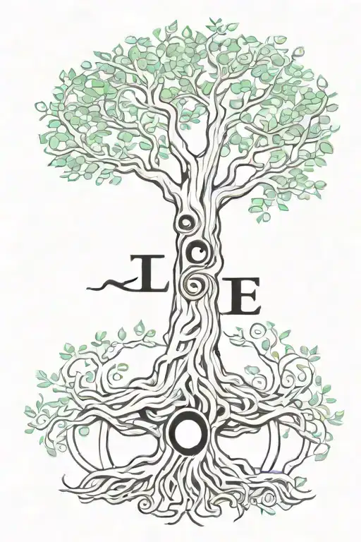 Tree Of Life With Writiing In Branches That Says Nameless And A Yingyang In The Tree Trunk