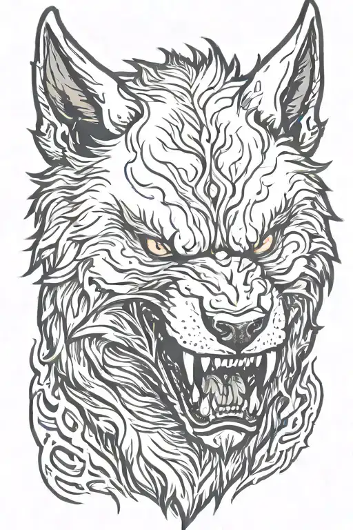 Angry Demon Wolf Head