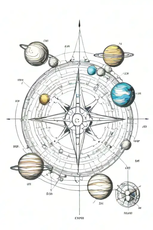 Compass And Planets Solar System