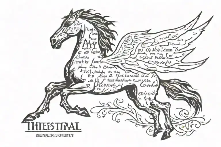 Thestral Flying Silhouette With Harry Potter Quote