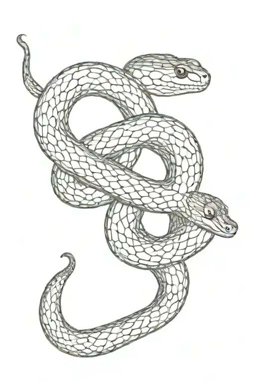 Two Snakes Intertwined Black And White