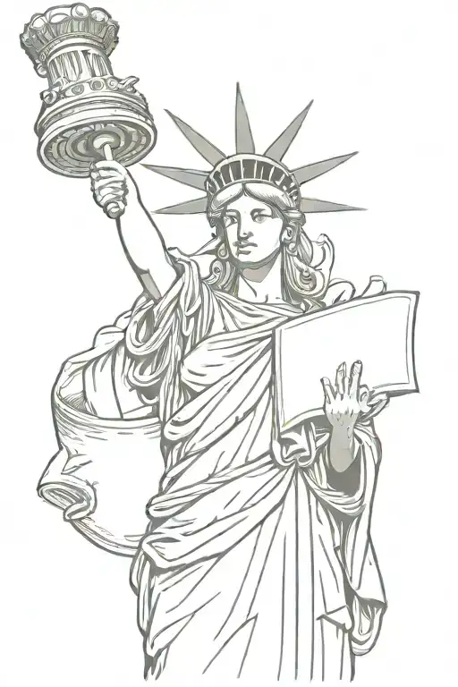 Lady Liberty Holding A Scroll