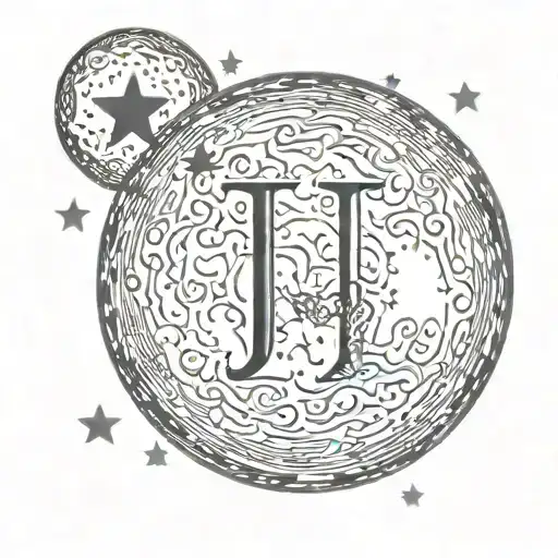 Full Moon With One Star And Letter J Hanging