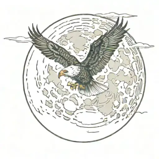 Eagle Over A Full Moon