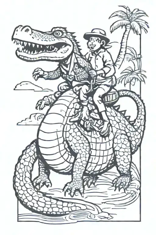 Crocodile And Monkey Riding